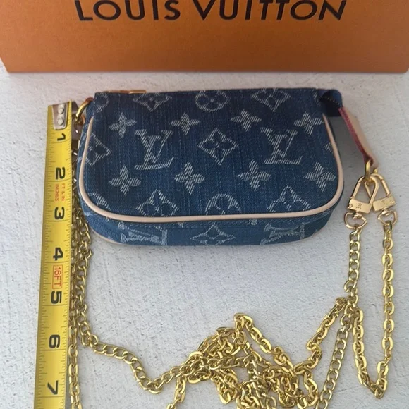UPCYCLED Louis Vuitton Monogram Blue Denim Mini Pouchette - Picture 11 of 11